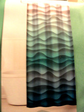 new Peva SHOWER CURTAIN wavy lines Teal Blues black PVC free tranquil