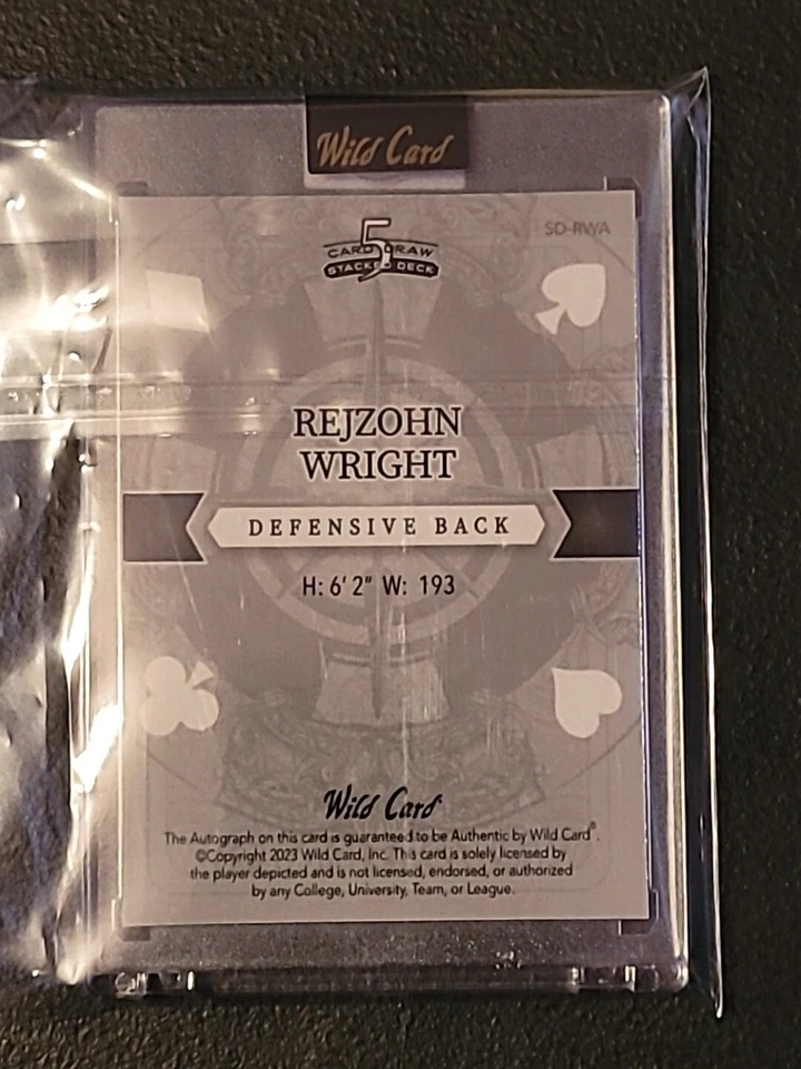 "1-OF-1" 2023 Wild Card REJZOHN WRIGHT #SD-RWA Autograph RC Sealed - Image 2 of 2