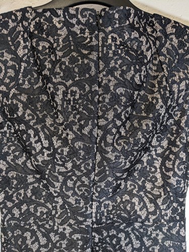 REISS OE Toledo Spitzen-Etuikleid schwarz-creme UK-Größe 8 Hochzeit Party Cocktail - Bild 4 von 14