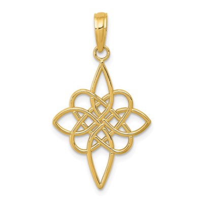 14k Yellow Gold Celtic Knot Charm Pendant 1.1 Inch