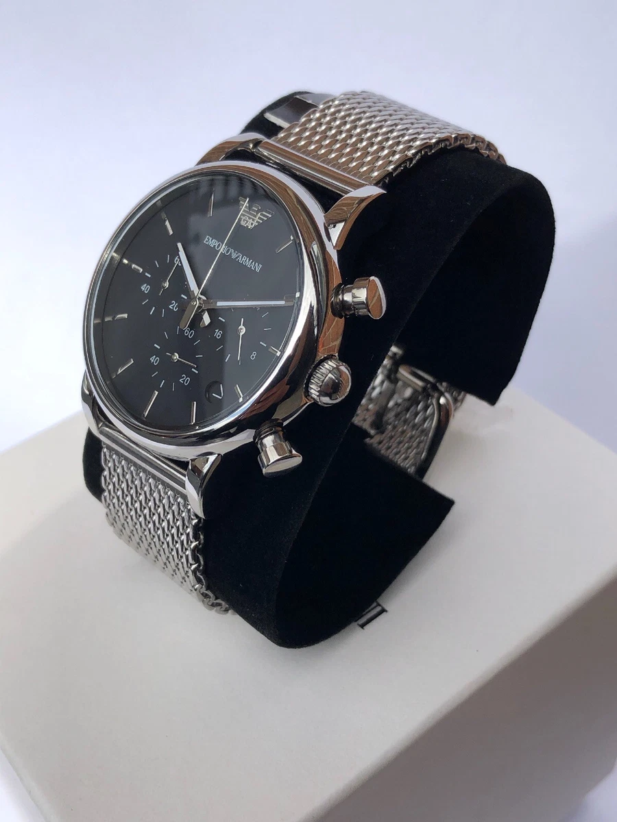 NEW MESH EMPORIO ARMANI MEN\'S LUIGI | WATCH STAINLESS CHRONOGRAPH eBay STEEL AR1811