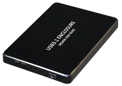 USB 3.1 Type-C to Dual mSATA SSD RAID Enclosure Up to 10 Gbps Data Transfer, ...