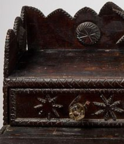 davenport captains desk tramp art nautical carving heart star fish sailor ditty - Picture 9 of 12