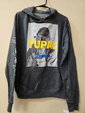 2 Pac Tupac Amaru Shakur Dark Gray PullOver Hoodie Sweatshirt Men's SZ Small NWT