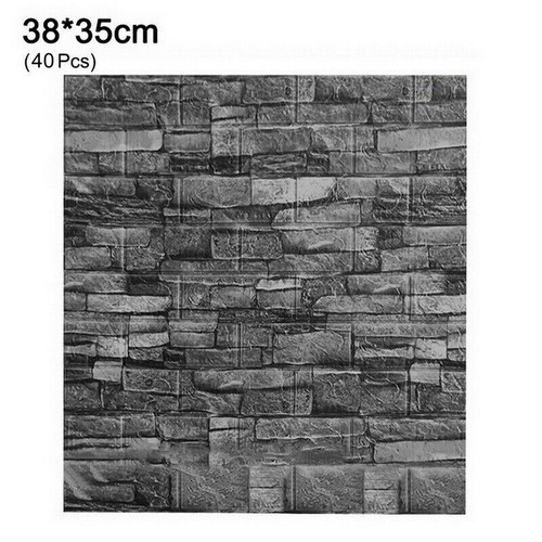 40Pcs Self Adhesive 3D Tile Foam Stick Wall Paper Brick Wall Sticky