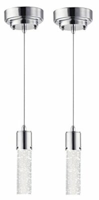 One-Light LED Indoor Mini-Pendant, Chrome Finish with Bubble Glass (2-Pack)
