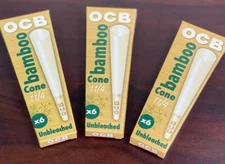 OCB Bamboo Cones 1 1/4 (79mm)~6 Cones per Pack~3 Packs~(18 Cones Total)