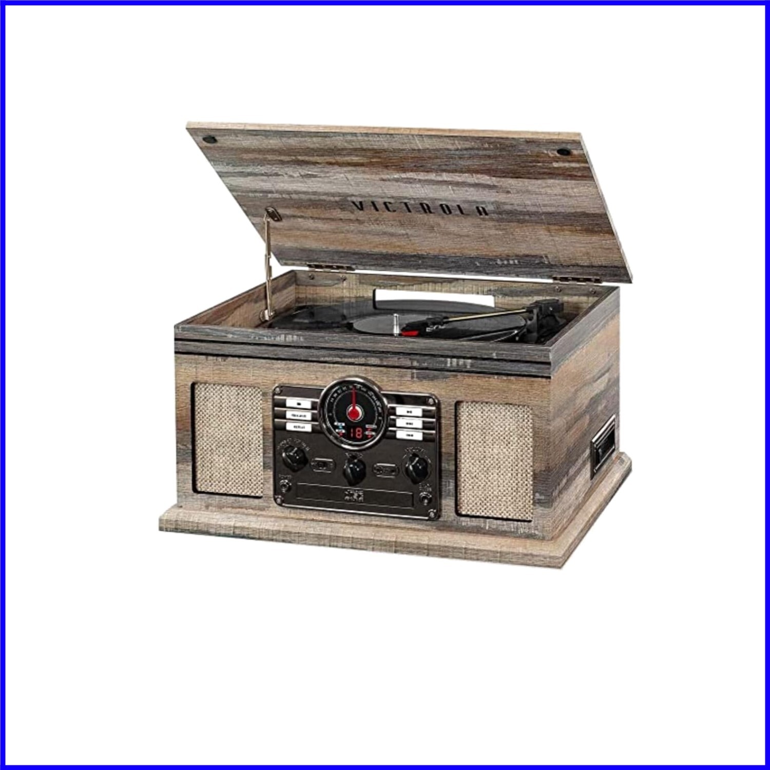 Vintage-Inspired 6-in-1 Multimedia Audio Center: Turntable, 