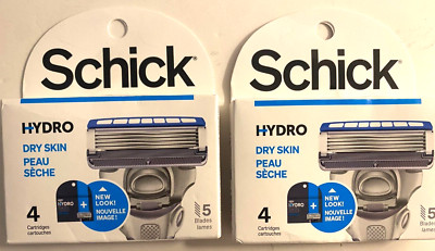 Schick Hydro Dry Skin 5 Blade 4/ct Cartridges **lot of 2**