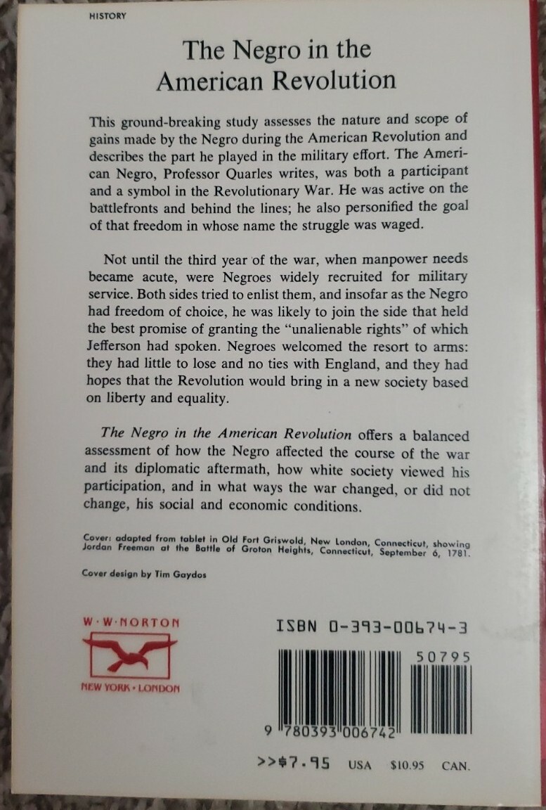 **NEW** NEGRO IN AMERICAN REVOLUTION By Benjamin Quarles | eBay