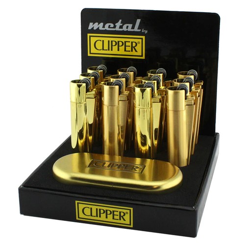 Metal Clipper Lighter With Gift Tin Case Rainbow Blue Gold Metallic Lighters - Picture 6 of 11
