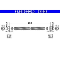 ATE 83.8615-0365.3 Bremsschlauch FüR Porsche Panamera Cayenne 971 9YA 9YB