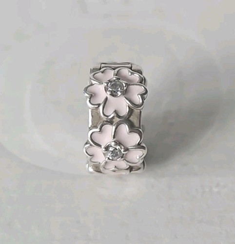 Genuine Pandora Bracelet Clip Charms - Silver & Pink Primrose Flower Clip S925 - Picture 4 of 6