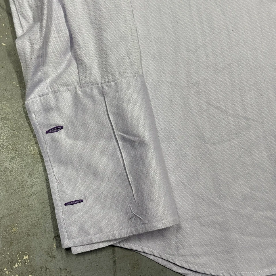 Camisa de vestir Paul Smith London dos pliegues algodón texturizado puño francés 38 15 pequeña Foto 4 de 4