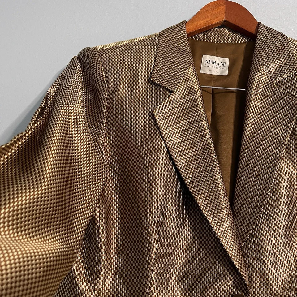 Armani COLLEZIONI Women’s Vintage Norma Della Legge Gold 1 Button Blazer #6 - Image 4 of 4