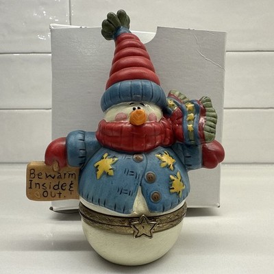 Grandma s Country Corners Albany NY Snowman Figurine  Be Warm Inside & Out  -Box