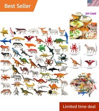 60 Pcs Realistic Plastic Animal Play Set - Dinosaurs, Sea, Farm  Wild Figures