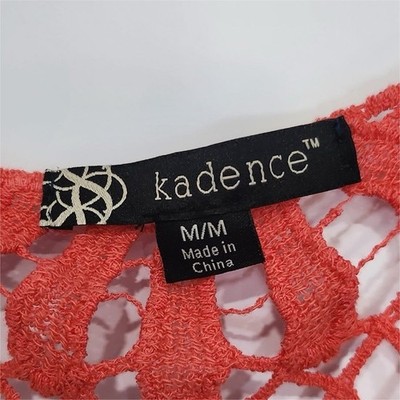 Kadence Women's Red Floral Crochet Lace Sheer Open Front Sleeveless Vest M