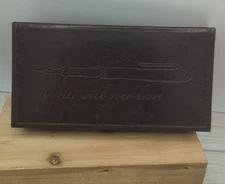 Sheffield Home Leather Pen Case "Write With Your Heart" Flip Top 