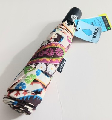 Totes Automatic Full Size Water RESISTANT FLORAL Umbrella