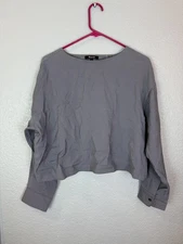 Madewell Pullover Shirt Womens Small Lavender Long Sleeve Button Detail Boxy Top