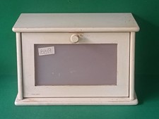 VECCHIO PORTA PANE VINTAGE IN LEGNO STILE SHABBY CHIC APERTURA A RIBALTA. BY69