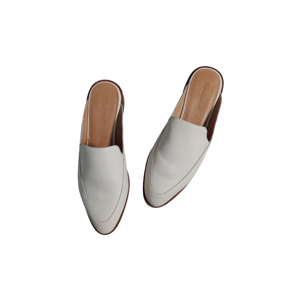 Mocasines para mujer Madewell de cuero crema punta Frances Skimmer Mules talla 8 Foto 3 de 4