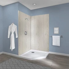 Miseno MSW784242 ReadySet 42" X 42" X 78" Two Panel Corner Shower - Wood