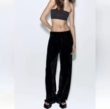 NWOT ZARA Women s Velvet Wide Leg Flare Straight Trousers Pants 7990/947/800 XS