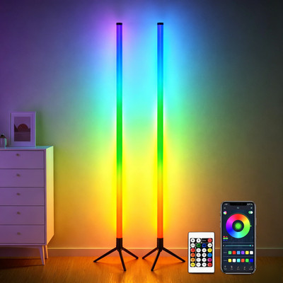 56inch Corner Floor Lamp Color Changing LED Modern Mood With App &Remote Control