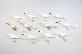 12x alter Christbaumschmuck Glas bemalt Vögel (IA209)