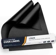Oven Liners for Bottom of - 2 Pack Large Heavy Duty Mats, 2 Pack, Black 