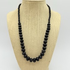 Antique Victorian Graduated Jet Black Mourning Beads Necklace Graduated C1880 s