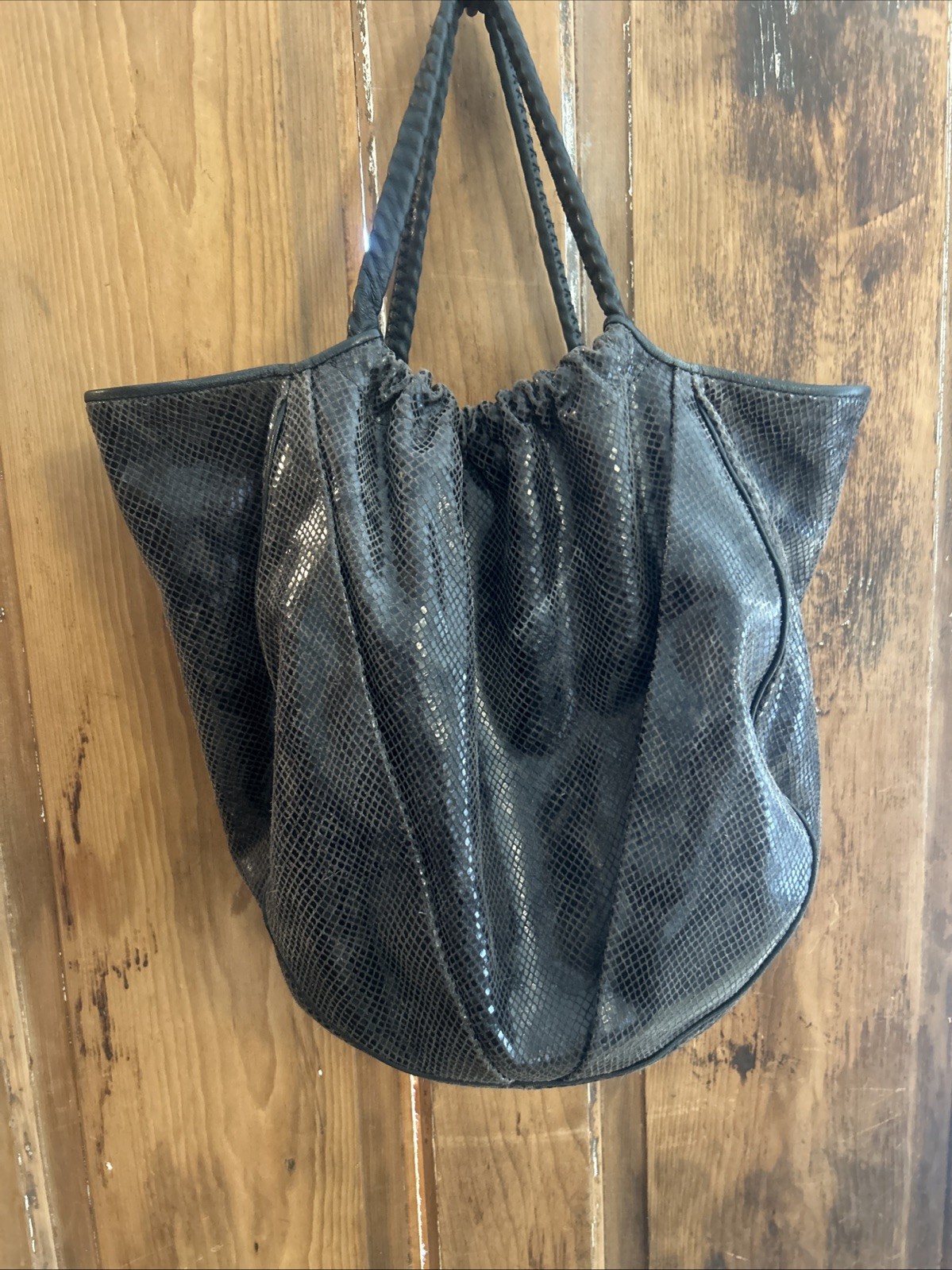 Elite Tahari Python Snakeskin Large Shoulder Purs… - image 1