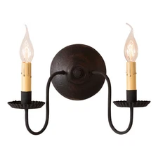 "ASHFORD" Wall SCONCE WOOD & METAL LIGHT Handcrafted Distressed, BLACK