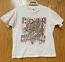 Vtg 1991 NBA World Champs Chicago Bulls Jordan T-Shirt Caricature Damage Size L
