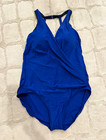 Traje de baño Miraclesuit para mujer azul liso de una pieza correas ajustables sujetador incorporado