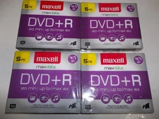 Lot Of 4 - 5 Pack 639002 Maxell DVD Recordable Media - DVD+R - 16x - 4.70 GB -