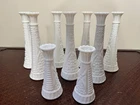 Vtg Lot 9 Stars & Bars White Milk Glass Bud Vase Event Wedding Cottage 9" B9
