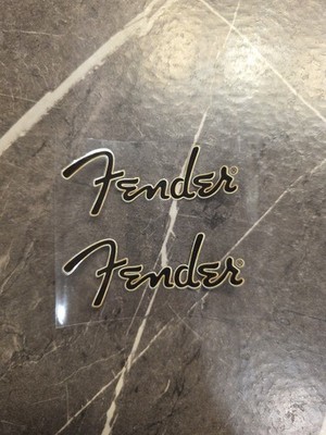 2 PC. Fender Black Color, Gold Outline Thick UV DTF Instant Headstock Decal