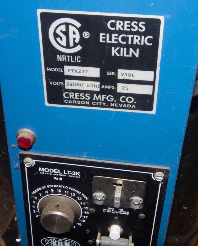 Cress Electric Kiln- 220 V, Model FTX23P, LT-3K Kiln Sitter. San Jose pickup