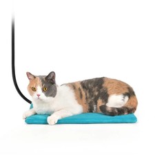 Clawsable Pet Heating Mat Indoor Outdoor Teal Waterproof w/Velvet Cover 18X18