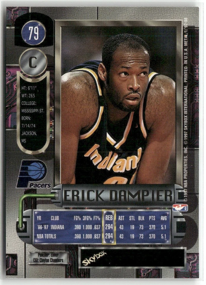 1997-98 METAL UNIVERSE ERICK DAMPIER INDIANA PACERS #79 - Image 2 of 3