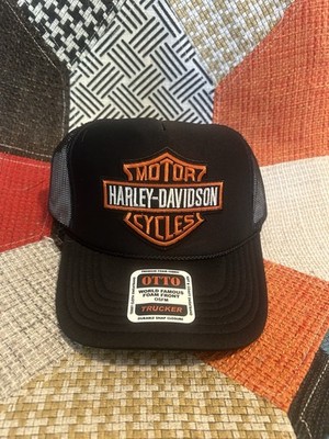 New Harley Davidson Black  Trucker Patch Hat Otto Cap Motorcycle