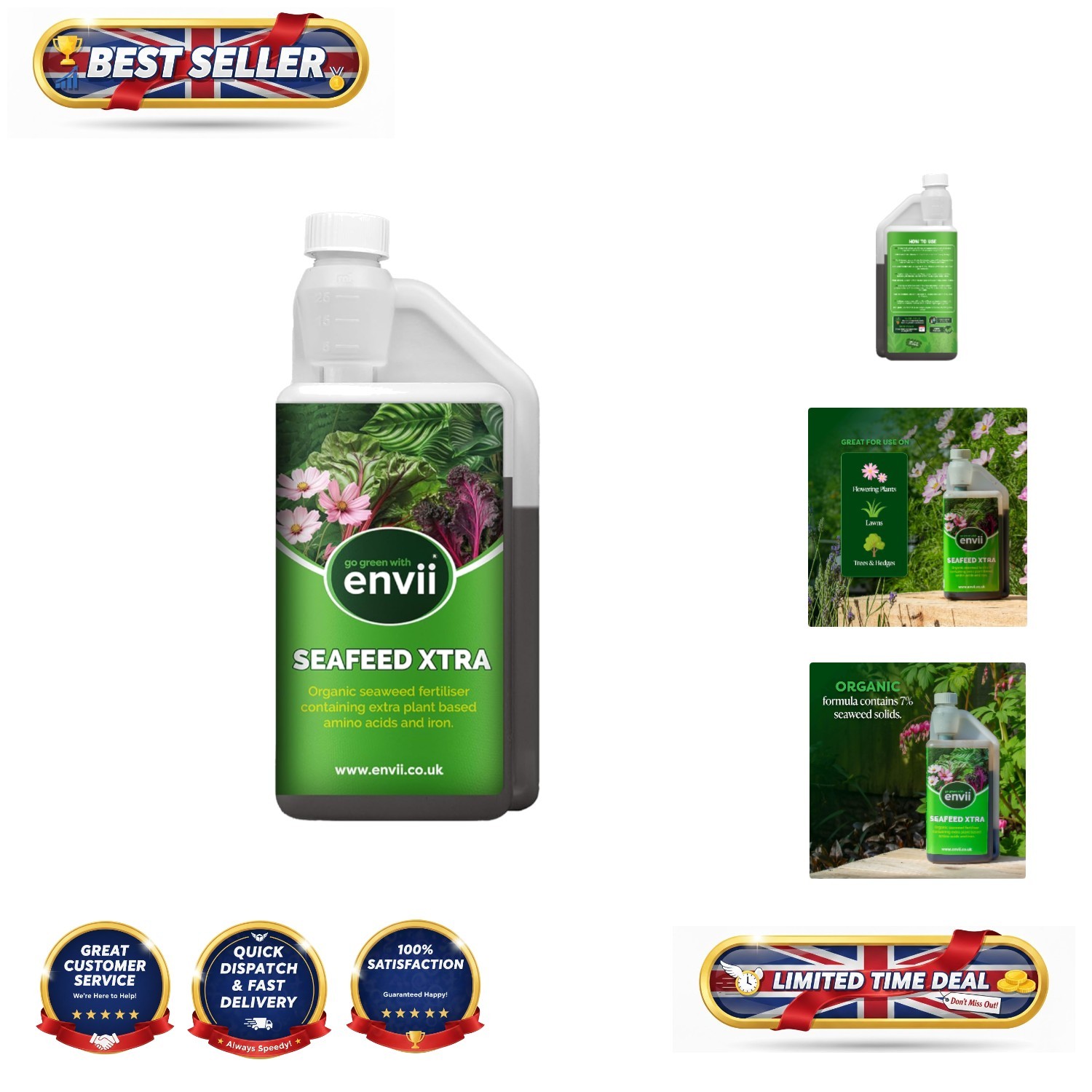 Liquid Organic Seaweed Fertilizer 1L - Enhances Growth, Suitable for All Plants