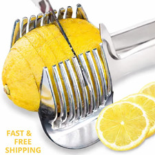 Stainless Steel Fruit Vegetable Slicing Holder Safe Cutting Guide Kitchen To