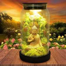 Solar Garden Buddha Statue Outdoor - 9.8'' 15 LED Solar Lights Garden Decor Luck