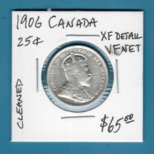 CANDAA - BEAUTIFUL HISTORICAL EDWARD VII SILVER 25 CENTS, 1906, KM# 11
