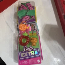 Barbie EXTRA Doll Accessories Pack- Bag, Robe, Pet, Pool Float, Drink, Glasses
