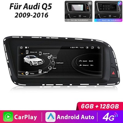 4G Carplay Android 14 Autoradio 8-Kerne 6+128G GPS NAVI Für Audi Q5 8R 2009-2016